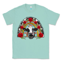 Seafoam black and white baby cow floral rose rainbow Classic Tee - BarkalooDesign