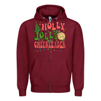 Burgundy holly jolly cheerleader Zipper Hoodie - MaliasSmallBusiness