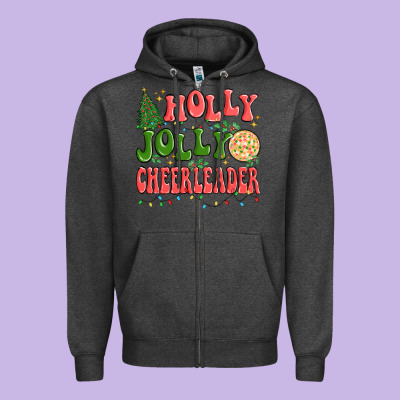 Holly Jolly Cheerleader Zipper Hoodie Designed By Maliassmallbusiness
