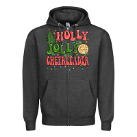 Charcoal Heather holly jolly cheerleader Zipper Hoodie - MaliasSmallBusiness