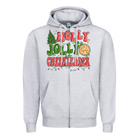 Heather Grey holly jolly cheerleader Zipper Hoodie - MaliasSmallBusiness