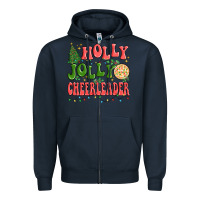 Navy holly jolly cheerleader Zipper Hoodie - MaliasSmallBusiness