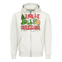 Oatmeal Heather holly jolly cheerleader Zipper Hoodie - MaliasSmallBusiness