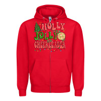 Red holly jolly cheerleader Zipper Hoodie - MaliasSmallBusiness