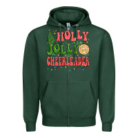 Sports Green holly jolly cheerleader Zipper Hoodie - MaliasSmallBusiness