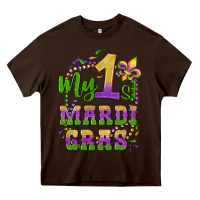 Chocolate Brown my first mardi gras glitter fleur de lis Heavy Core Tee - Artiststas