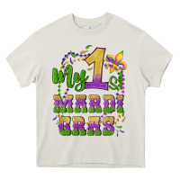 Cream my first mardi gras glitter fleur de lis Heavy Core Tee - Artiststas