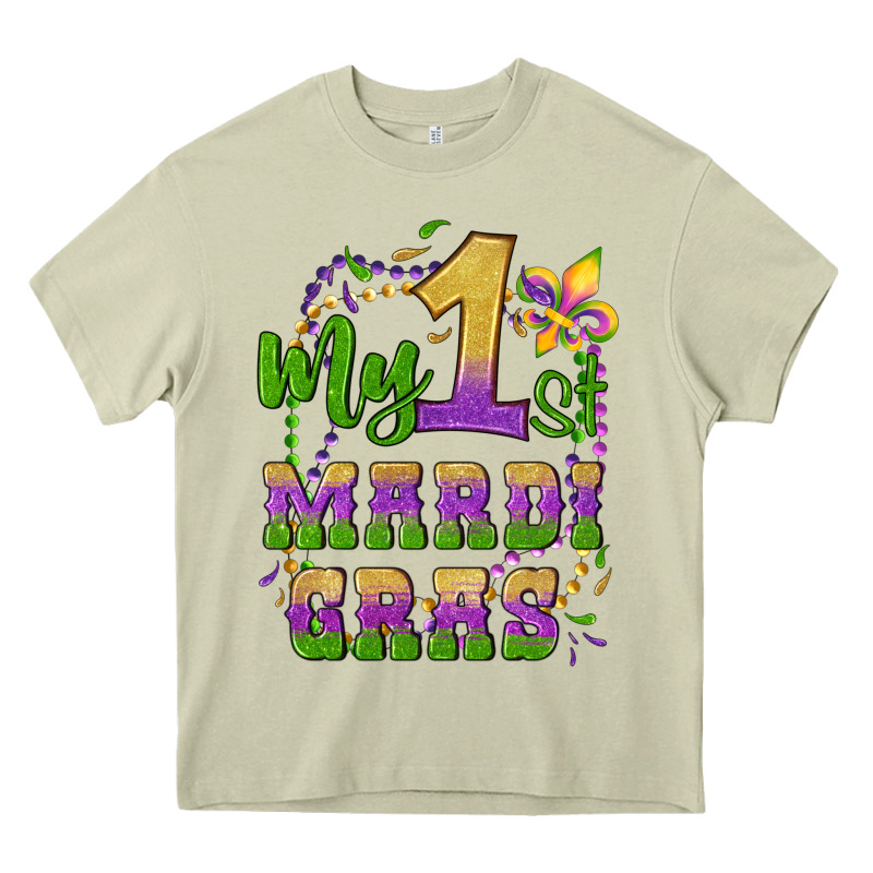 My First Mardi Gras Glitter Fleur De Lis Heavy Core Tee by Artiststas | Teevron
