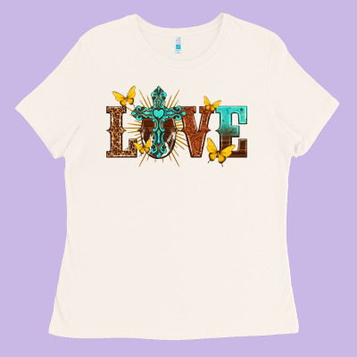Love With Cross Ladies Tee Designed By Texasbilliewilder