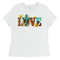 White love with cross Ladies Tee - texasbilliewilder