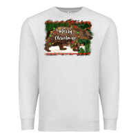 Oatmeal Heather merry christmas bear Premium Sweatshirt - BarkalooDesign
