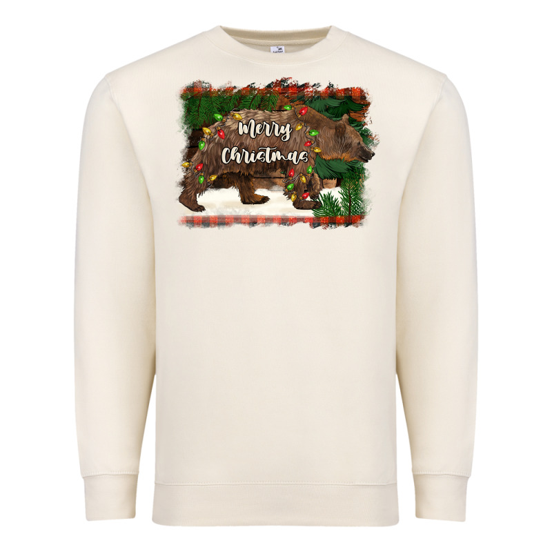 Merry Christmas Bear Premium Sweatshirt by BarkalooDesign | Teevron