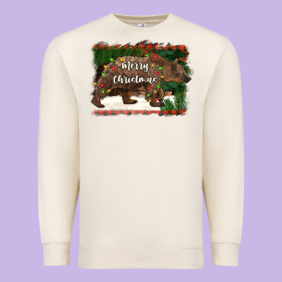 Merry Christmas Bear Premium Sweatshirt Designed By Barkaloodesign