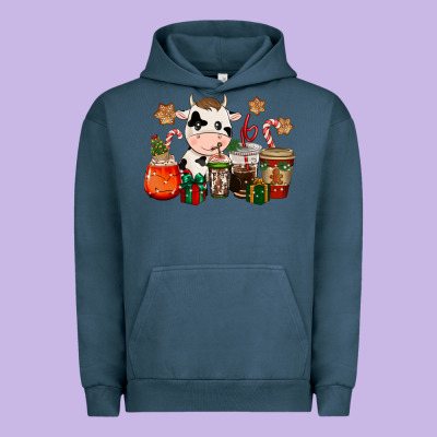 Cow Coffee Cups Christmas Urban Hoodie Designed By Cowgirlartshop