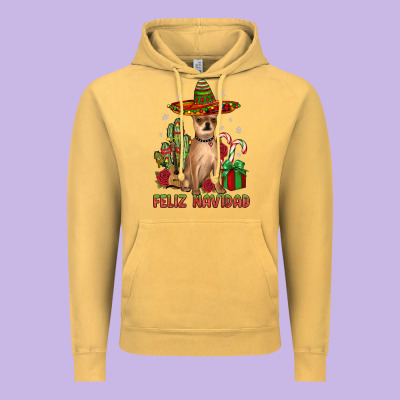 Chihuahua Feliz Navidad Vintage Hoodie Designed By Jahusdesignshop