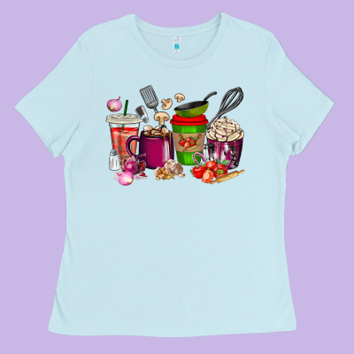 Lunch Lady Coffee Cups Ladies Tee Designed By Texasbilliewilder