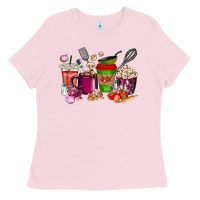 Bubblegum Pink lunch lady coffee cups Ladies Tee - texasbilliewilder