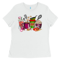 White lunch lady coffee cups Ladies Tee - texasbilliewilder
