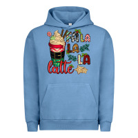 Pigment Pebble Blue Fa la la la latte Urban Hoodie - CowGirlArtShop