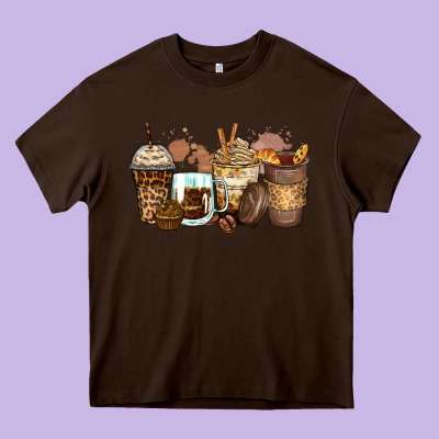 Leopard Coffee Cups Heavy Core Tee Designed By Zillion Design Studio