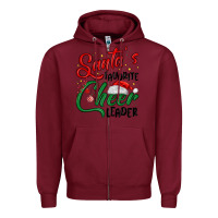 Burgundy santa s favorite cheer leader Zipper Hoodie - MaliasSmallBusiness
