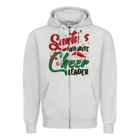Dove Grey santa s favorite cheer leader Zipper Hoodie - MaliasSmallBusiness