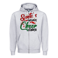 Heather Grey santa s favorite cheer leader Zipper Hoodie - MaliasSmallBusiness