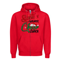 Red santa s favorite cheer leader Zipper Hoodie - MaliasSmallBusiness
