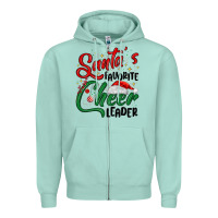 Seafoam santa s favorite cheer leader Zipper Hoodie - MaliasSmallBusiness