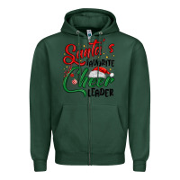 Sports Green santa s favorite cheer leader Zipper Hoodie - MaliasSmallBusiness