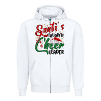 White santa s favorite cheer leader Zipper Hoodie - MaliasSmallBusiness