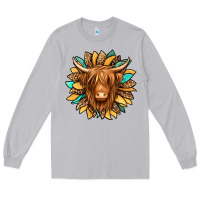 Highland Cow Turquoise Sunflower Long Sleeve Tee | Teevron