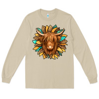 Mushroom highland cow turquoise sunflower Long Sleeve Tee - Jasminsmagicworld