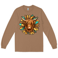 Toasted Coconut highland cow turquoise sunflower Long Sleeve Tee - Jasminsmagicworld