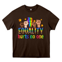 Chocolate Brown equality hurts no one with fists Heavy Core Tee - texasbilliewilder