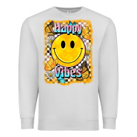 Dove Grey happy vibes smiley face Premium Sweatshirt - BarkalooDesign