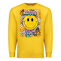 Lemon happy vibes smiley face Premium Sweatshirt - BarkalooDesign
