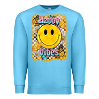 Ocean Blue happy vibes smiley face Premium Sweatshirt - BarkalooDesign