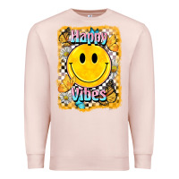Pale Pink happy vibes smiley face Premium Sweatshirt - BarkalooDesign