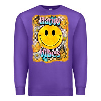 Purple happy vibes smiley face Premium Sweatshirt - BarkalooDesign