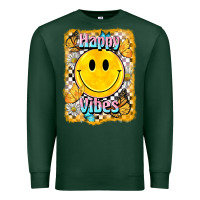Sports Green happy vibes smiley face Premium Sweatshirt - BarkalooDesign