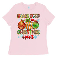 Bubblegum Pink balls deep in christmas spirit Ladies Tee - Zillion Design Studio