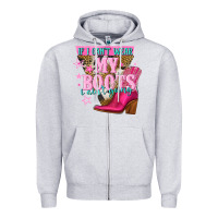 Heather Grey if i cant wear my boots i aint going Zipper Hoodie - NancyCooperArtShop