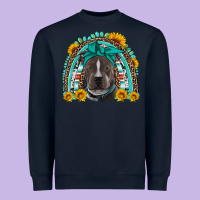 Western Pitbull Rainbow Heavyweight Sweatshirt Designed By Artiststas