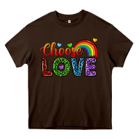 Chocolate Brown choose love Heavy Core Tee - texasbilliewilder