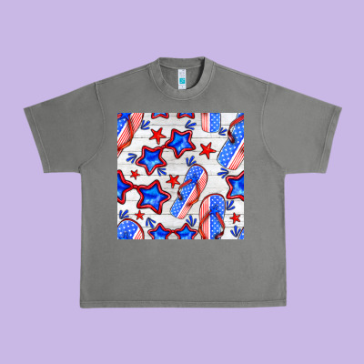 4th Of July Flip Flops Seamless Pattern Urban Heavy Tee Designed By Bundleandbundleshop