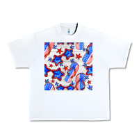 White 4th of july flip flops seamless pattern Urban Heavy Tee - BundleAndBundleShop