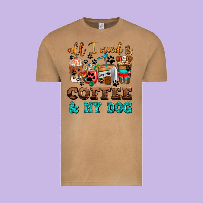 All I Need Is Coffee And My Dog Vintage Tee Designed By Adodesignshop