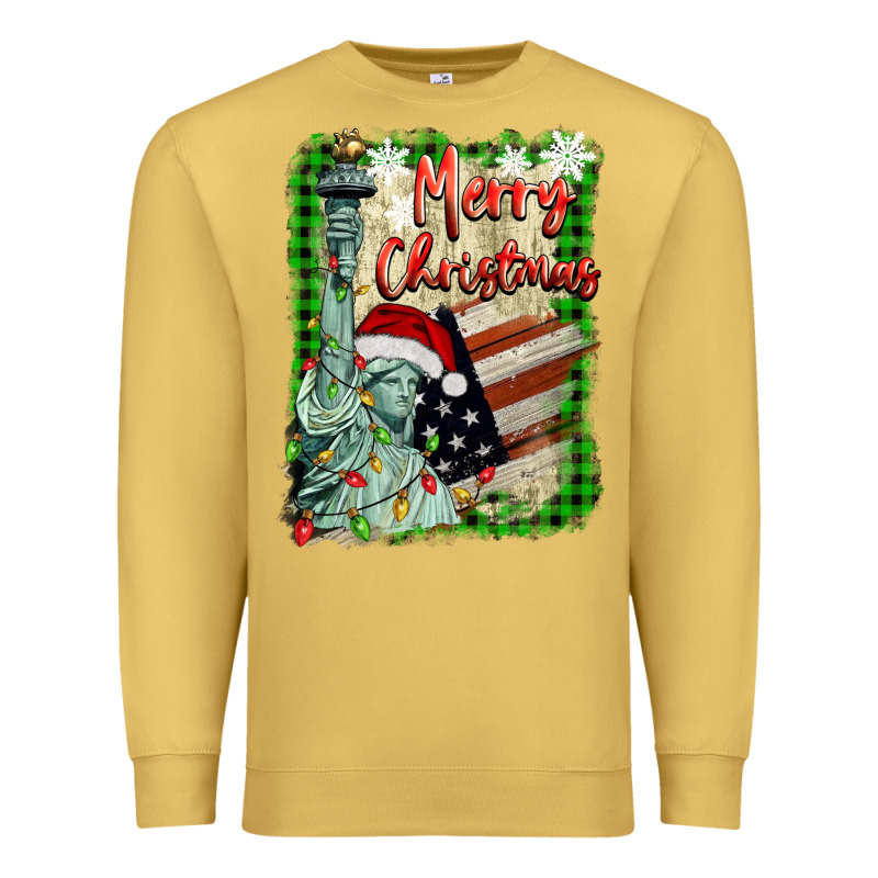 Merry Christmas  Statue Of Liberty Premium Sweatshirt by BarkalooDesign | Teevron