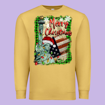 Merry Christmas  Statue Of Liberty Premium Sweatshirt Designed By Barkaloodesign